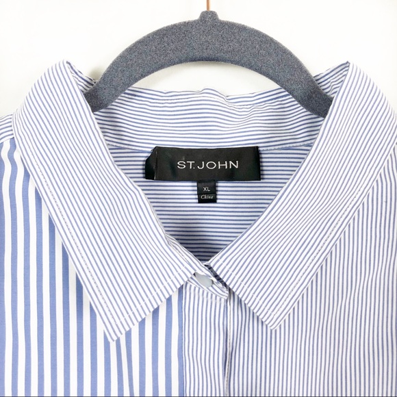 St. John • Pinstripe Overlay Button Up Shirt XL - Picture 4 of 8
